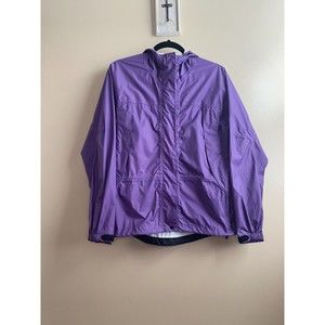 LL Bean Women’s Purple Nylon Hooded Outdoor Rain Coat Jacket Windbreaker Sz S
